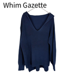 画像をギャラリービューアに読み込む, 【中古】ウィム ガゼット Whim Gazette セーラーカラー サマーニット ネイビー j0721s0098
