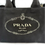 Load image into Gallery viewer, 【中古】プラダ PRADA カナパ トートバッグ 大きめ ロゴ キャンバス ブラック 黒 i0606aq002190
