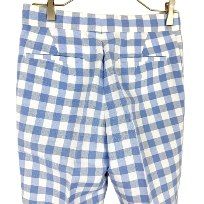 【中古】ドゥロワー Drawer ギンガムチェックパンツ ワイドテーパード ライトブルー ホワイト i0811y00415