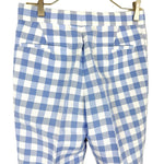 将图片加载到图库查看器，【中古】ドゥロワー Drawer ギンガムチェックパンツ ワイドテーパード ライトブルー ホワイト i0811y00415
