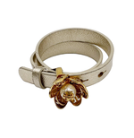 画像をギャラリービューアに読み込む, 【中古】TORY BURCH トリーバーチ レザーブレスレット フラワーモチーフ パール 箱付き j0223tq06118
