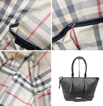 画像をギャラリービューアに読み込む, 【中古】BURBERRY バーバリー レザー トートバッグ ブラック 黒 ゴールド金具 レディース 肩掛け バッグ A4収納 通勤 通学 j0115lq006143
