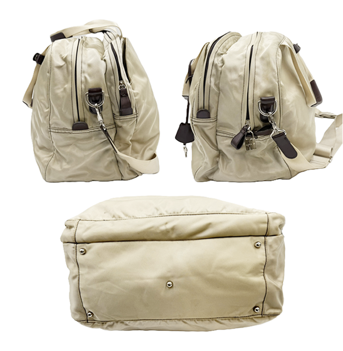 【中古】agnès b. アニエスベー ボストンバッグ 2WAY ショルダー付き ベージュ 大容量 軽量 トラベル i0727tq01410