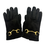 Load image into Gallery viewer, 【中古】グッチ GUCCI 手袋 ホースビット レザー スエード調 ゴールド金具 ブラック サイズ7 1/2 i1207oq01560
