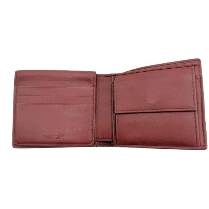 【中古】ボッテガヴェネタ BOTTEGA VENETA 財布 二つ折り イントレチャート 編込み くすみレッド i0606aq01952