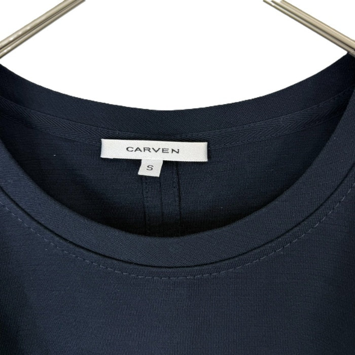 【中古】カルヴェン CARVEN カットソー 5分袖 レース くり抜き コットン チュニック ネイビー 紺 i0818n0034
