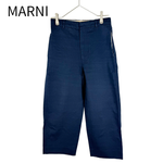 画像をギャラリービューアに読み込む, 【中古】マルニ MARNI ワイドパンツ コットン リネン ネイビー 36 j0508k0121212
