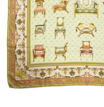 画像をギャラリービューアに読み込む, 【中古】グッチ GUCCI シルクスカーフ 大判 椅子柄 インテリアモチーフ グリーン j0223tq05450
