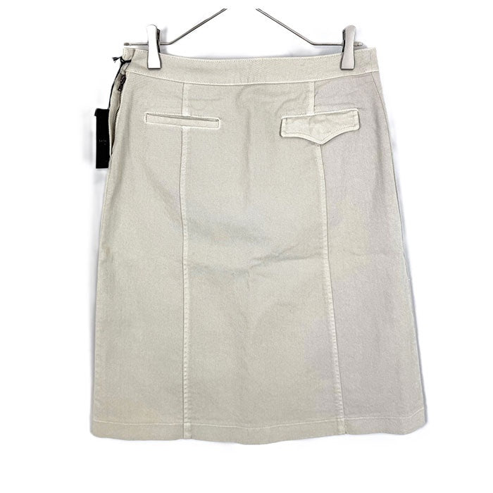 【中古】ルヴェルソーノアール Le Verseaunoir ひざ丈台形スカート コットン ストレッチ ライトベージュ i0703n0084