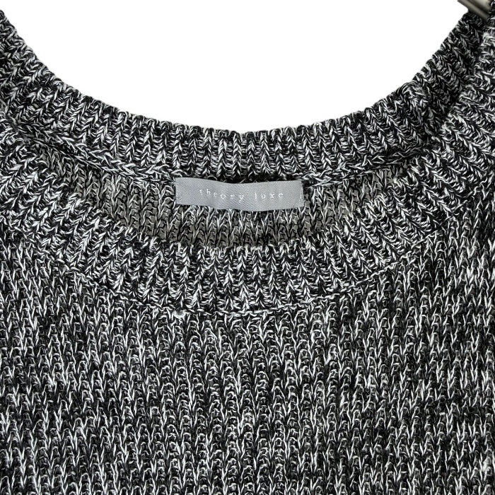 【中古】セオリーリュクス Theory luxe 七分袖ニット ミックスニット 透け感 丈長め ブラック ホワイト i0818n0144
