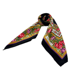 Load image into Gallery viewer, 【中古】イヴサンローラン Yves Saint Laurent 花柄スカーフ ローズ柄 ブラック ベージュ j0405oq01820
