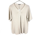 将图片加载到图库查看器，【中古】セオリーリュクス Theory luxe Vネック半袖ニット サマーニット 薄手 落ち感 ライトベージュ i0807n0148
