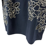 将图片加载到图库查看器，【中古】カルヴェン CARVEN カットソー 5分袖 レース くり抜き コットン チュニック ネイビー 紺 i0818n0034
