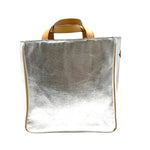 将图片加载到图库查看器，【中古】エムジーウォレス MZ WALLACE ハンドバッグ スクエア レザー ヘリンボーン シルバー i0911wq01510
