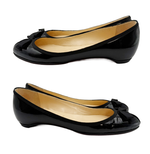 画像をギャラリービューアに読み込む, 【中古】クリスチャンルブタン Christian Louboutin フラットシューズ パンプス 黒 ブラック リボン エナメル j0818h00216
