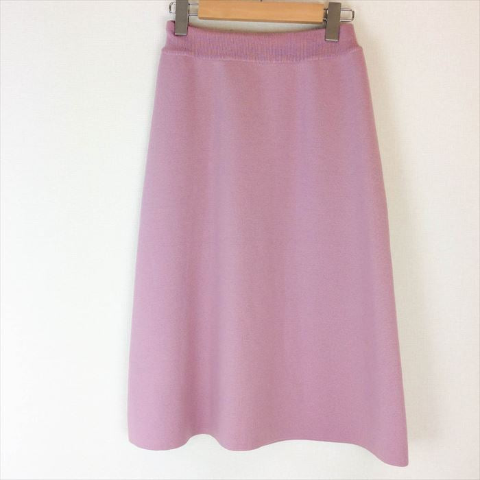 【中古】スローン SLOANE ウールダブルジャガード スカート くすみピンク フレア サイズ１ E1012A002-E1015