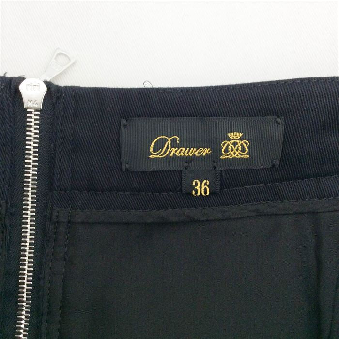 【中古】ドゥロワー  Drawer  フリンジタイトスカート 黒  コットン  ブラック  サイズ36  E0713H007-E0805
