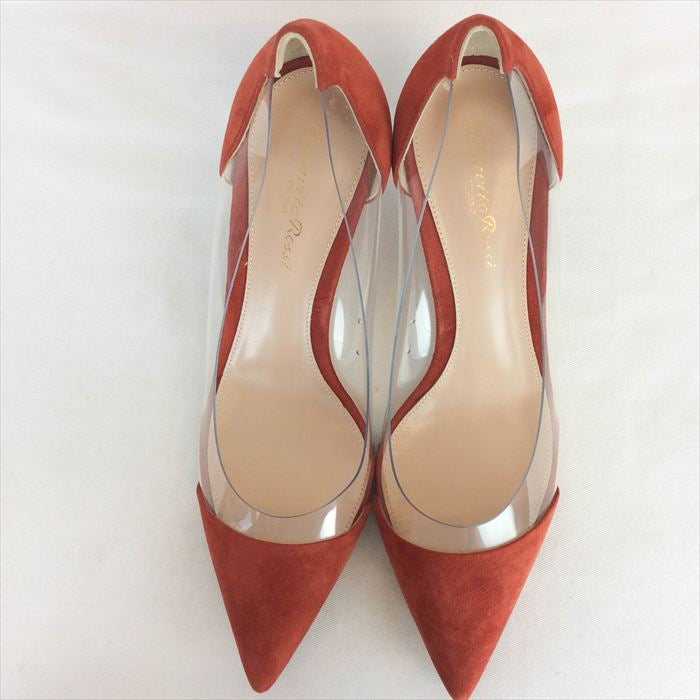 【中古】ジャンヴィトロッシ  GIANVITO ROSSI  パンプス　レッド  クリア素材  透明  サイズ37 1/2  E0414H008-E00507