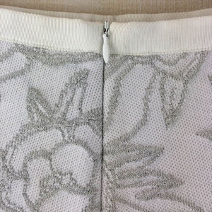 【中古】ドゥロワー  Drawer  フクレジャカードニットスカート 白  サイズ２  シルバー  台形スカート  E0624U005-E0629