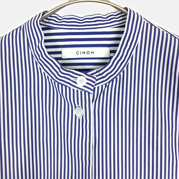 CINOH ストライプ切り替えシャツシャツ/ブラウス(半袖/袖なし)