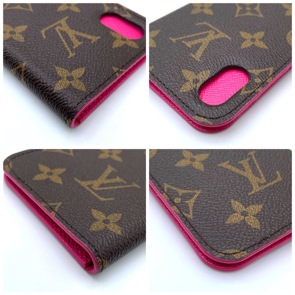 中古】ルイヴィトン LOUIS VUITTON モノグラム iPhoneケース 手帳型 二