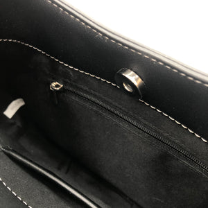 【中古】バイカラー ハンドバッグ 小さめサイズ 黒×生成り シンプル g0704k045-0904