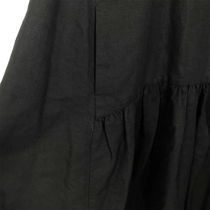 【中古】ドゥロワー Drawer ジャンパースカート キャミワンピース リネン混 ゆったりシルエット 黒 g0704w032-0809