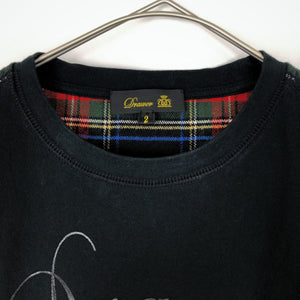 【中古】ドゥロワー Drawer Tシャツ 後ろチェック柄切り替え ロゴプリント 完売商品 黒 f1014m008-0901