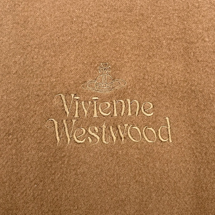 【中古】ヴィヴィアンウエストウッド Vivienne Westwood ウールマフラー フリンジ シンプル ライトブラウン キャメル g1218lq02522