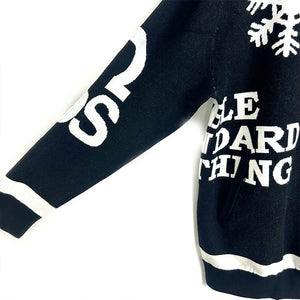 【中古】ダブルスタンダードクロージング DOUBLE STANDARD ダブルジャガードニットジャケット ブラック ホワイト ロゴ h0122m033