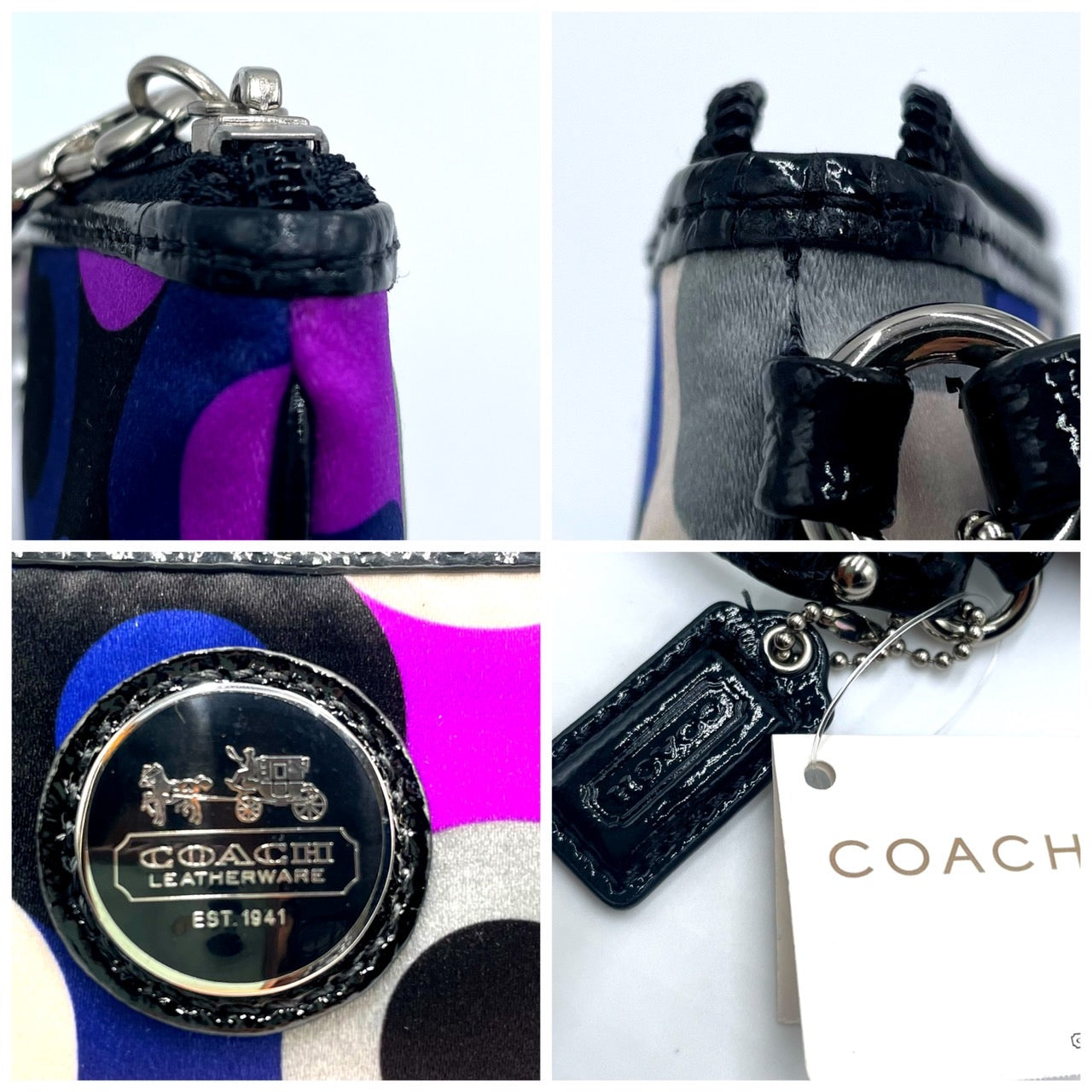 【中古】コーチ COACH ポーチ ミニ 小物入れ マルチカラー 紫 黒 青 g0607zq014-34m