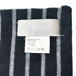 Load image into Gallery viewer, 【中古】ディオール Dior ボーダーロングマフラー ニットマフラー ブラック グレー 黒 灰色 g1218lq02911

