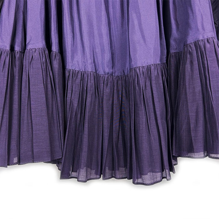 【中古】ドゥロワー Drawer シルクコットンギャザースカート ロング フレア パープル 紫 h0129u00342