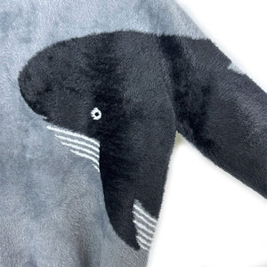 【中古】クジラ柄ニット シャチ モヘア風　ふわふわ 可愛い グレー ブラック h0122m035