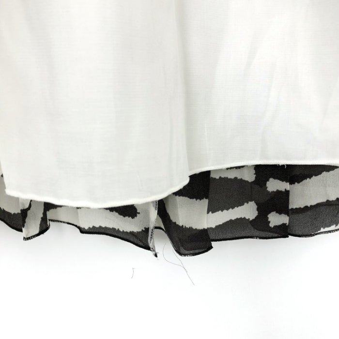【中古】ドゥロワー Drawer ゼブラプリントプリーツスカート シルク すけ感 ホワイト×ダークブラウン g1227y002-0123