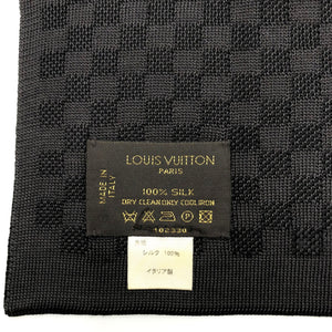 中古】ルイヴィトン LOUIS VUITTON ダミエ柄シルクマフラー ダミエグラ