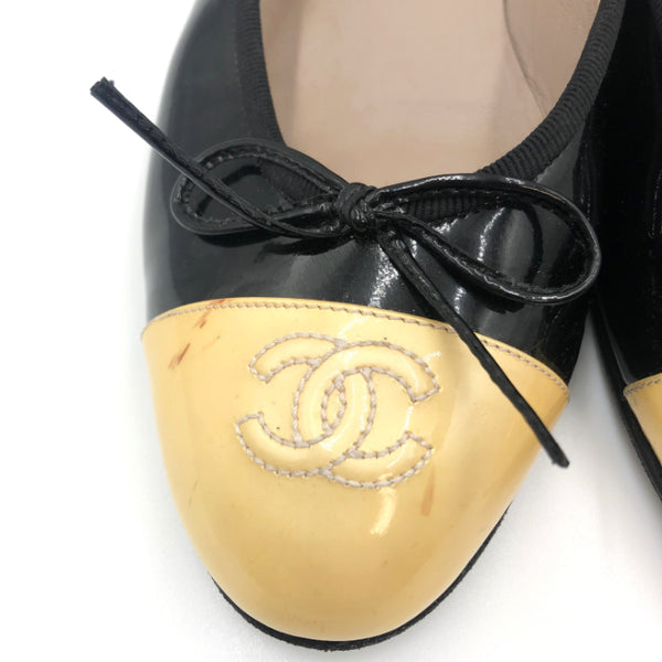 中古】シャネル CHANEL バレエシューズ フラットシューズ バイカラー