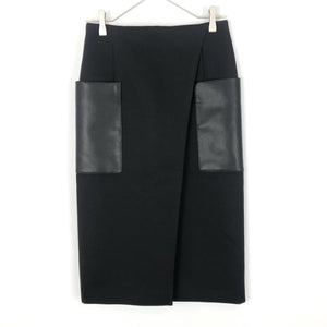 美品 ESTNATIONレザーポケットタイトスカート ラップスカート 黒38 