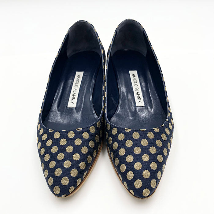 中古】マノロブラニク MANOLO BLAHNIK パンプス ドット柄 ラウンドトゥ