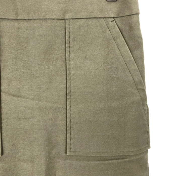 【中古】ドゥロワー Drawer ベイカータイトスカート パッチポケット ストレッチ カーキ オリーブ g1017t001-1214