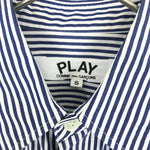 Load image into Gallery viewer, 【中古】プレイコムデギャルソン PLAY COMME des GARCONS ストライプシャツ 黒ハート 定番ハート 長袖 ネイビー 白 g0908h021-1025
