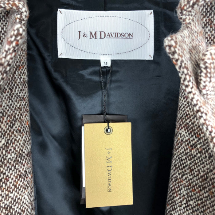 【中古】ジェイアンドエムデヴィッドソン J&M DAVIDSON ツイードコート 丸襟 ビッグボタン ブラウンミックス g1109n007-1215