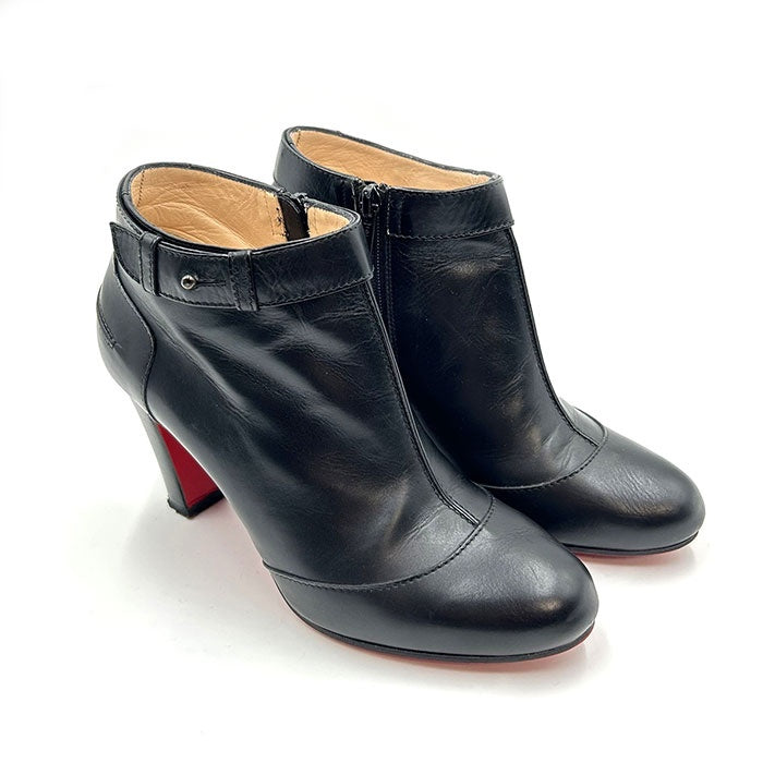 【中古】クリスチャンルブタン Christian Louboutin ショートブーツ ブーティ スムース ブラック 黒 g1215t002