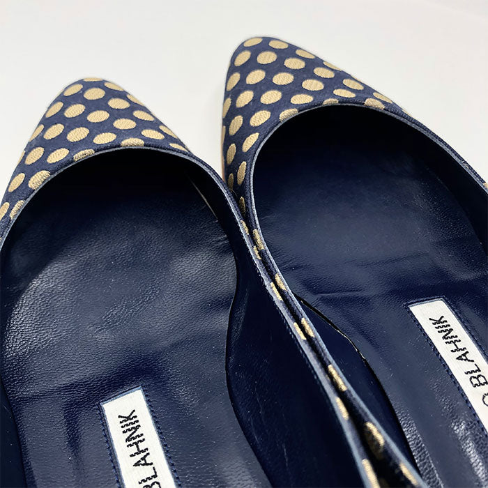 中古】マノロブラニク MANOLO BLAHNIK パンプス ドット柄 ラウンドトゥ