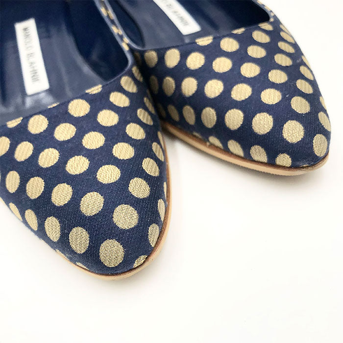 中古】マノロブラニク MANOLO BLAHNIK パンプス ドット柄 ラウンドトゥ