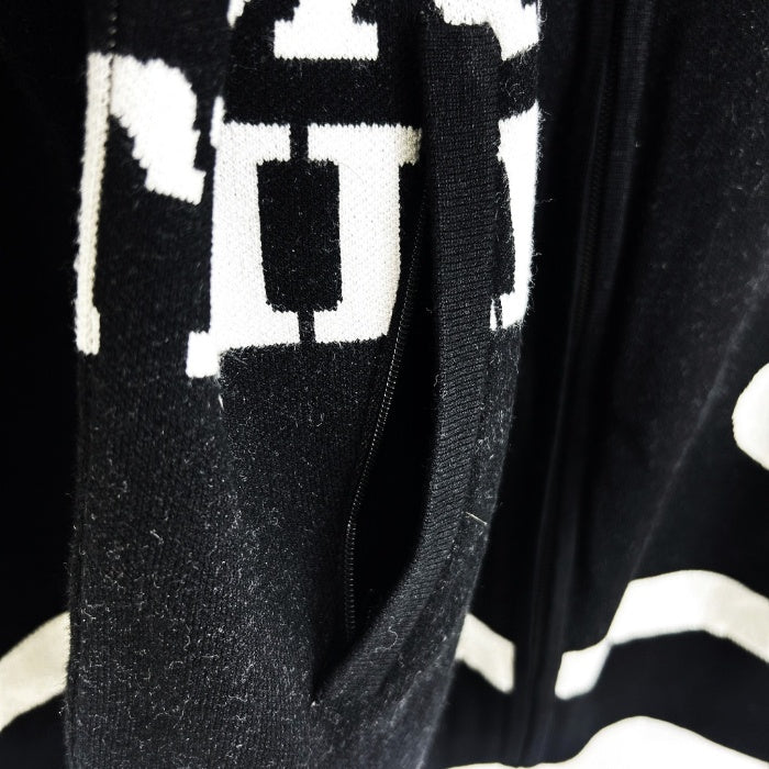 【中古】ダブルスタンダードクロージング DOUBLE STANDARD ダブルジャガードニットジャケット ブラック ホワイト ロゴ h0122m033