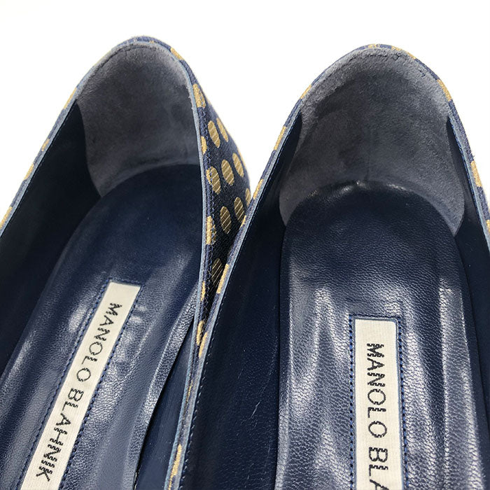 中古】マノロブラニク MANOLO BLAHNIK パンプス ドット柄 ラウンドトゥ