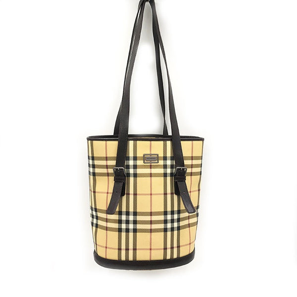 中古】バーバリー BURBERRY トートバッグ バケツ型 定番チェック