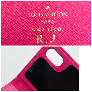 【中古】ルイヴィトン LOUIS VUITTON モノグラム iPhoneケース 手帳型 二つ折り ピンク g0620wq111-70m